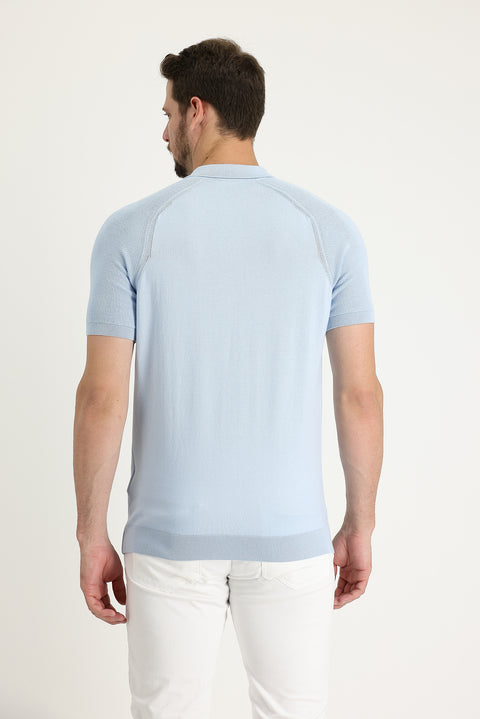Light Blue Polo Shirt with Pattern