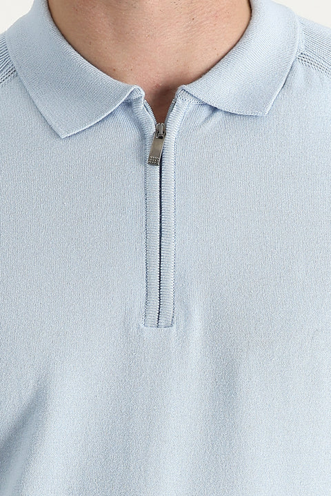 Light Blue Polo Shirt with Pattern