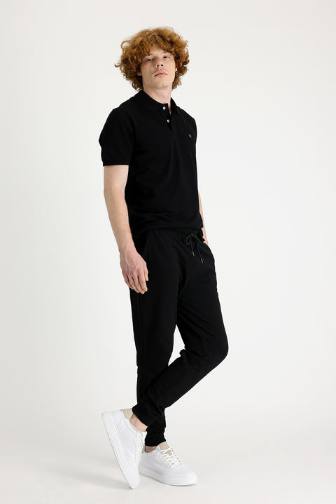Black Slim Fit Cotton Sweatpants