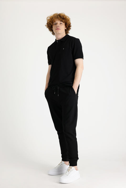 Black Slim Fit Cotton Sweatpants