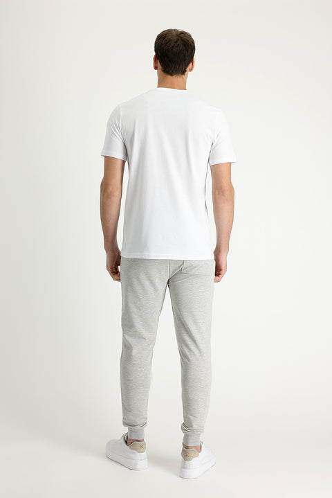 Medium Grey Mélange Slim Fit Narrow Cut Cotton Sweatpants
