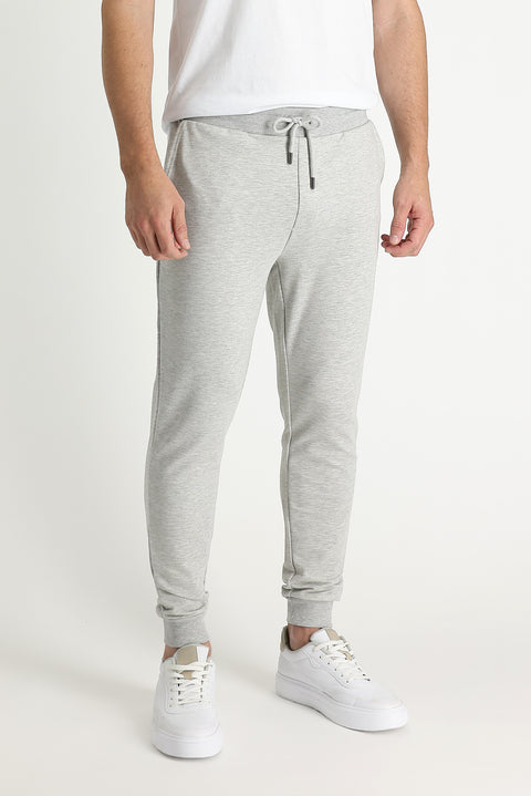 Medium Grey Mélange Slim Fit Narrow Cut Cotton Sweatpants