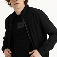 Black Semi-Turtleneck Zip-Up Sweatshirt