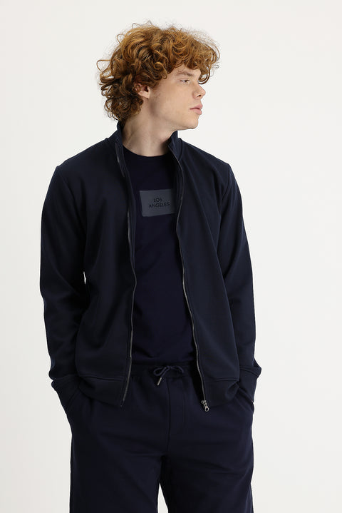 Medium Navy Semi-Turtleneck Zip-Up Sweatshirt