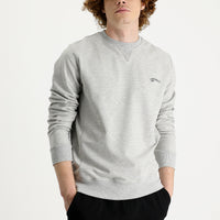 Orta Gri Melanj Bisiklet Yaka Slim Fit Dar Kesim Baskılı Sweatshirt