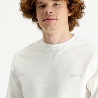 Off-white crew neck slim fit printed sweatshirt.