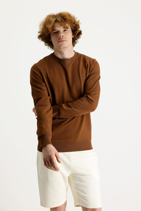 Cinnamon Crew Neck Slim Fit Printed Sweatshirt