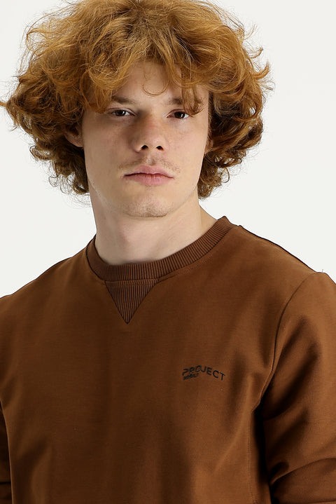 Cinnamon Crew Neck Slim Fit Printed Sweatshirt