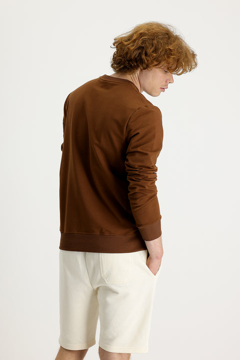 Cinnamon Crew Neck Slim Fit Printed Sweatshirt