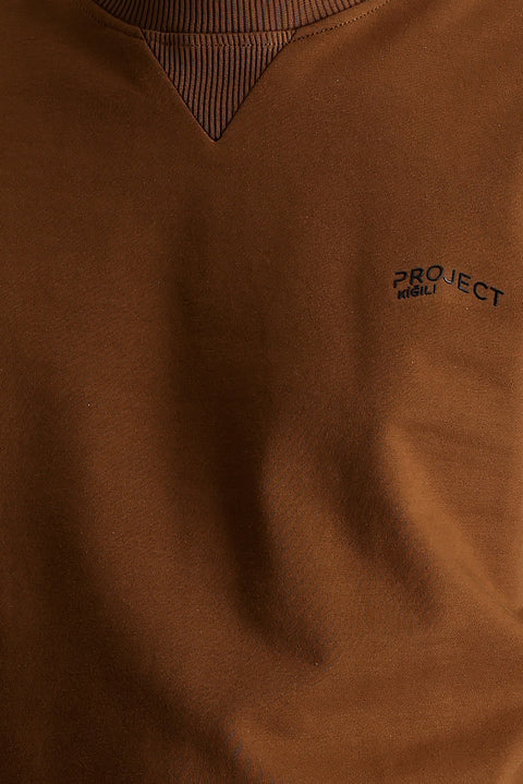 Cinnamon Crew Neck Slim Fit Printed Sweatshirt