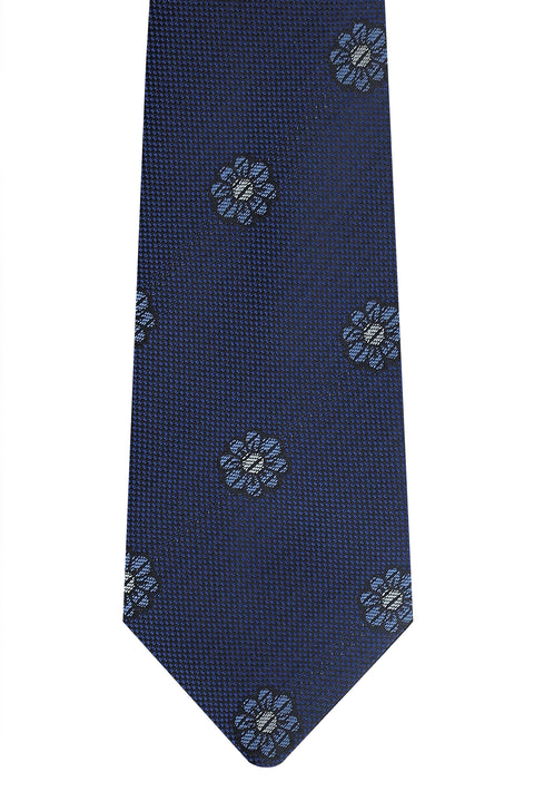 Medium Navy Patterned Tie