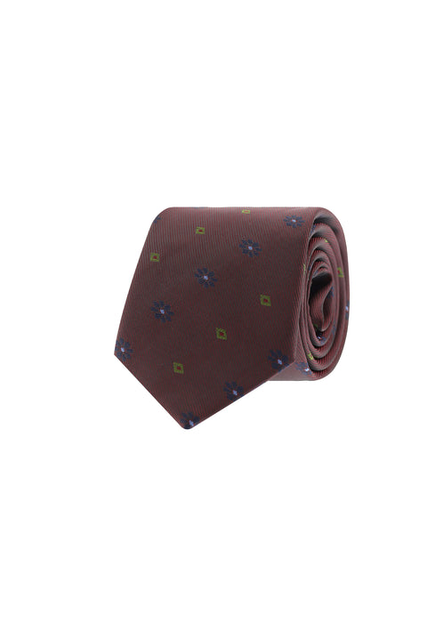 Dark Burgundy Floral Pattern Tie