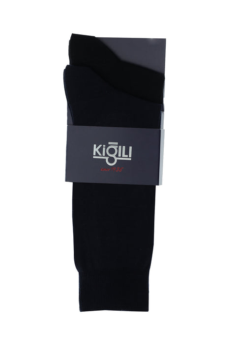 Medium Navy Blue 2-Pack Plain Socks Set