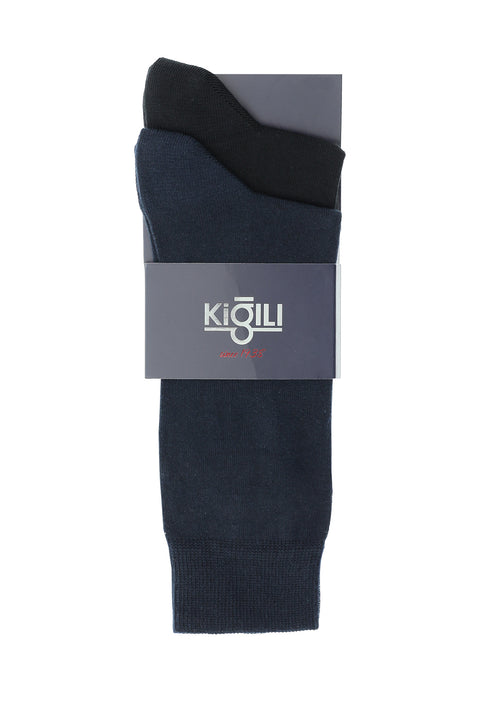 Medium Navy Blue 2-Pack Plain Socks Set