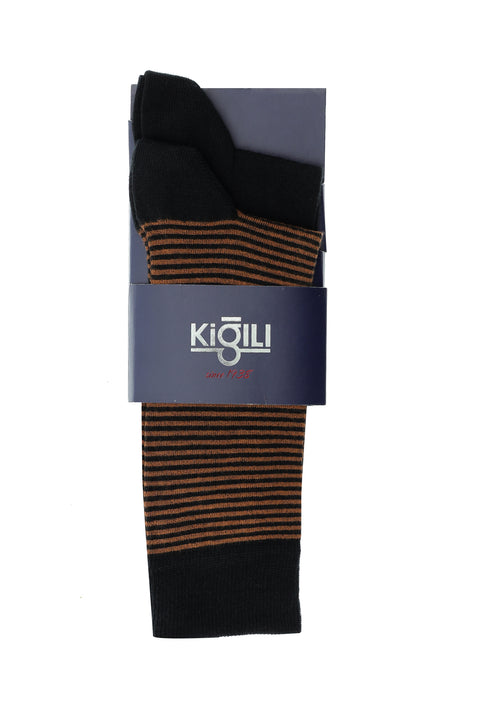 Koyu Siyah 2'li Pamuklu Desenli Çorap Seti