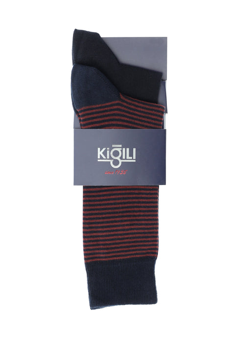 Medium Navy Blue 2-Pack Cotton Patterned Socks