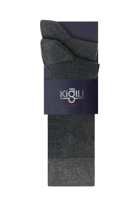 Orta Füme 2'li Desenli Çorap Seti
