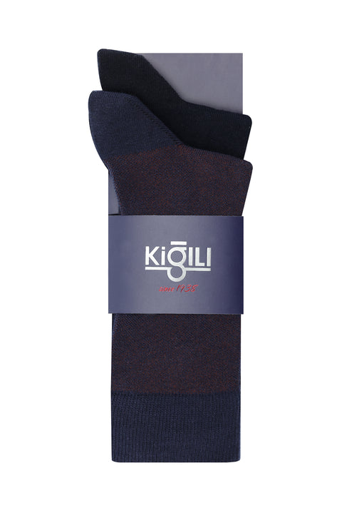 Medium Navy Blue 2-Pack Patterned Socks