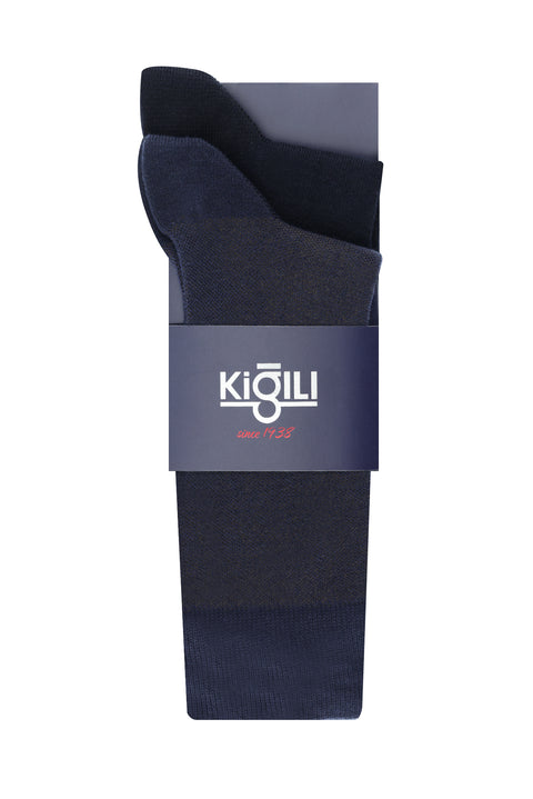 Dark Navy Blue 2-Pack Patterned Socks
