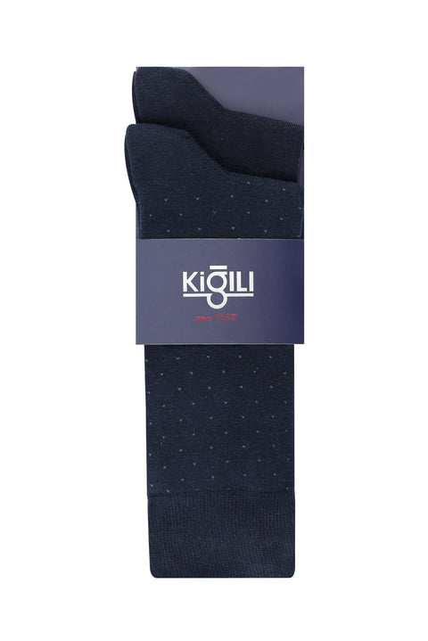Medium Navy Blue 2-Pack Patterned Socks