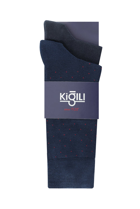 Medium Navy Blue 2-Pack Patterned Socks