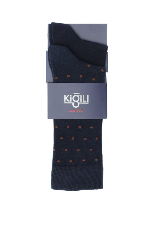 Dark Navy Blue 2-Pack Cotton Patterned Socks