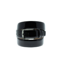 Black Patterned Leather Belt