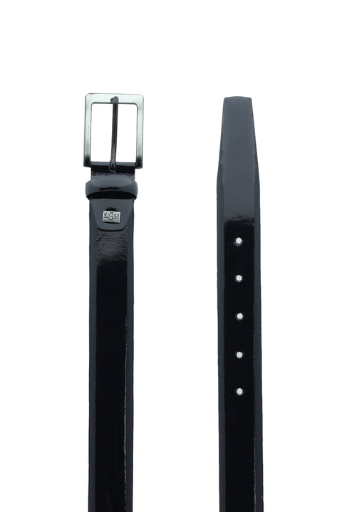 Medium Navy Classic Leather Patent Belt