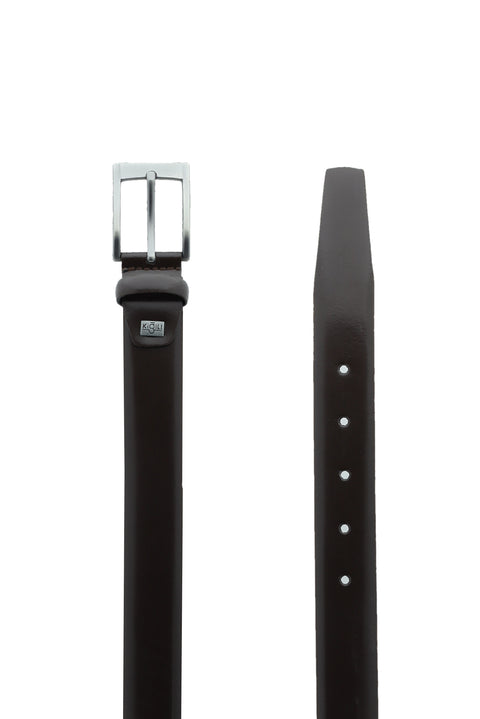 Medium Brown Classic Leather Patent Leather Belt