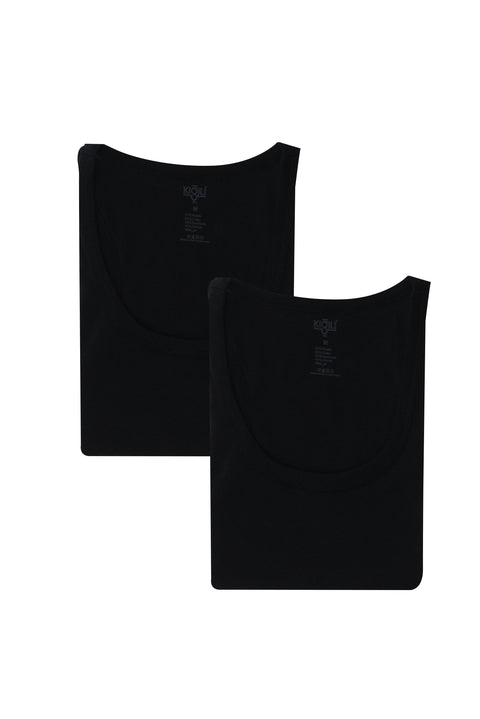 Black 2-Piece Cotton Athletic Tank Top Set