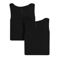 Black 2-Piece Cotton Athletic Tank Top Set