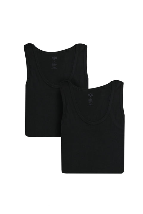 Black 2-Piece Cotton Athletic Tank Top Set