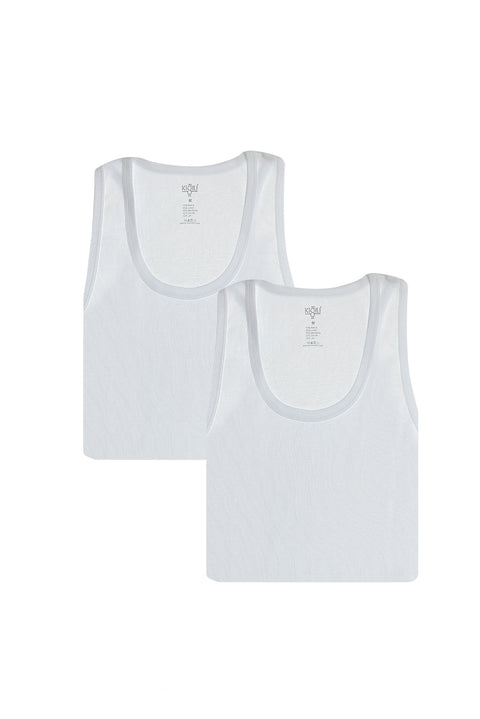 White 2-Piece Cotton Athletic Tank Top Set