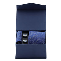 Medium Navy Blue 3-Piece Tie, Pocket Square, and Cufflink Set