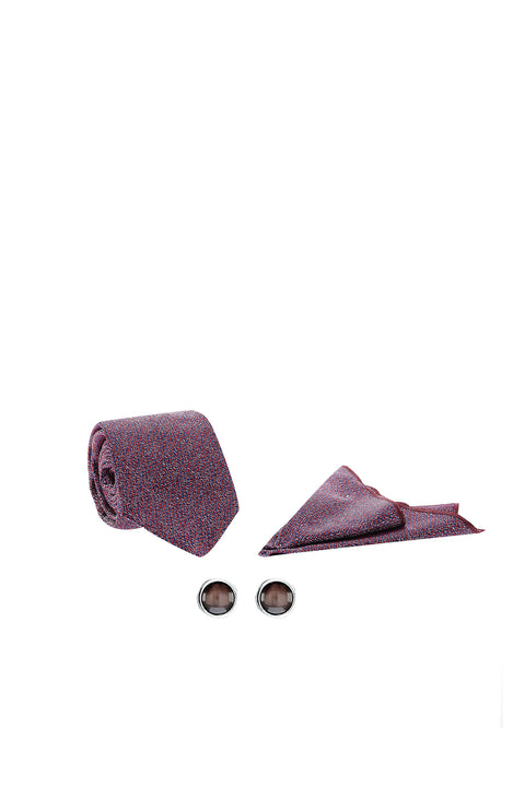 Light Burgundy 3-Piece Tie, Pocket Square & Cufflink Set
