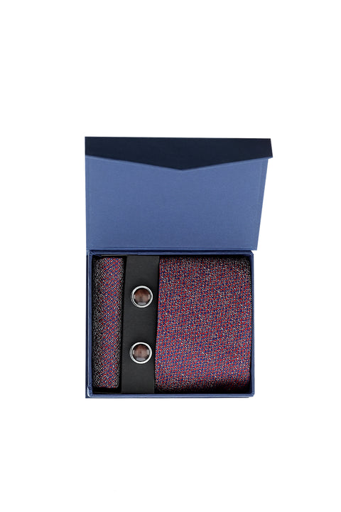 Light Burgundy 3-Piece Tie, Pocket Square & Cufflink Set