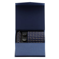 Dark Navy Blue 3-Piece Tie, Pocket Square & Cufflink Set