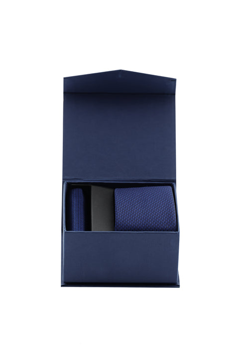 Medium Navy Blue 2-Piece Tie and Pocket Square Set
