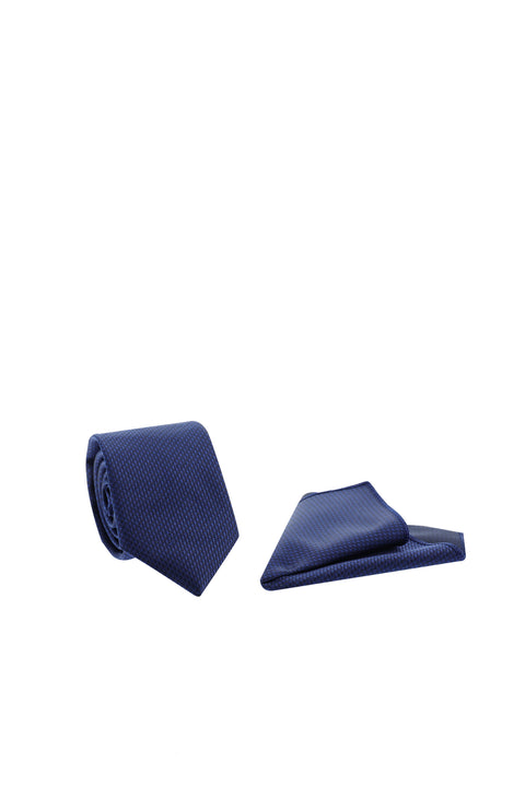 Medium Navy Blue 2-Piece Tie and Pocket Square Set