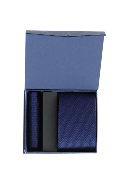 Medium Navy Blue 2-Piece Tie and Pocket Square Set