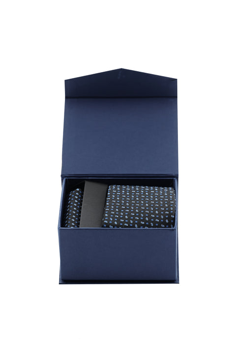 Medium Navy Blue 2-Piece Tie & Pocket Square Set
