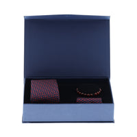 Red 3-Piece Tie, Pocket Square & Bracelet Set