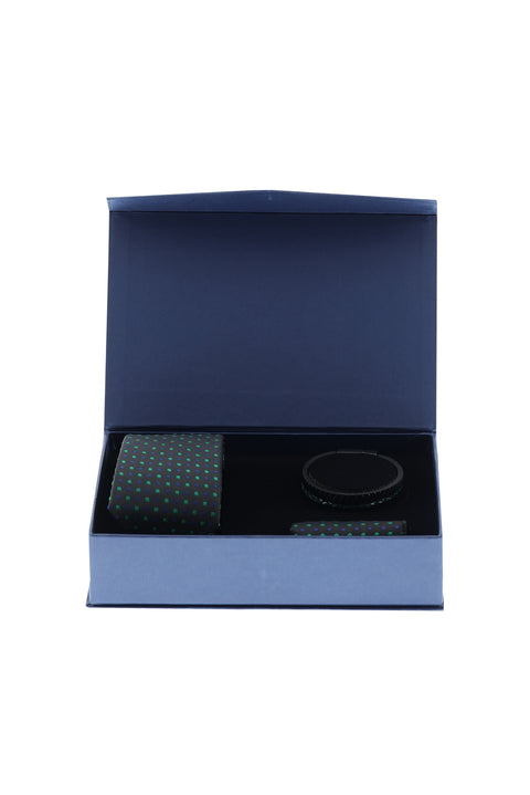 Emerald Green 3-Piece Tie, Pocket Square & Bracelet Set