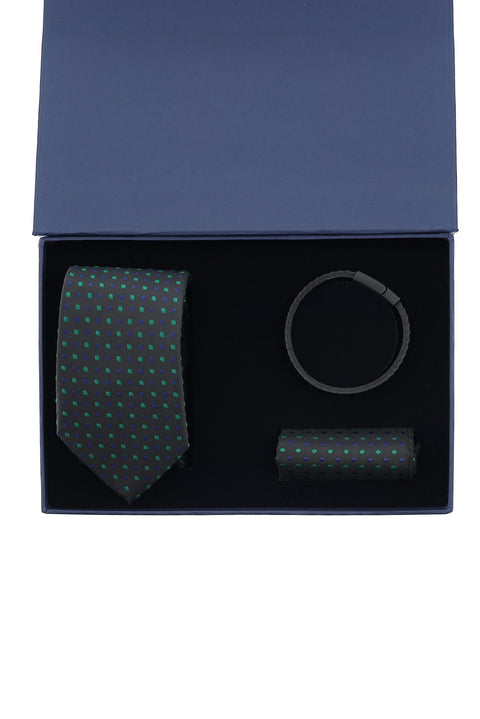 Emerald Green 3-Piece Tie, Pocket Square & Bracelet Set