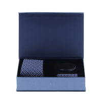 Light Navy Blue 3-Piece Tie, Pocket Square & Bracelet Set