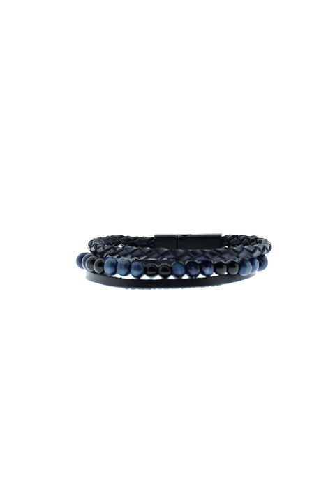 Medium Navy Blue Beaded Bracelet