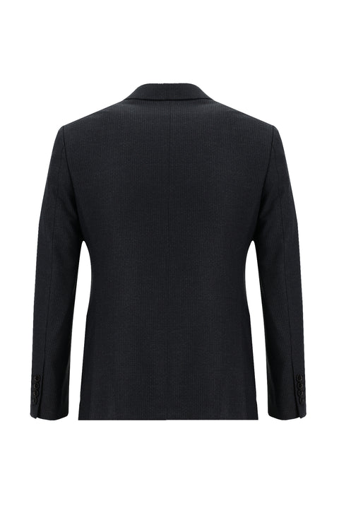 Black 6-Drop Regular Fit Standard Cut Double-Breasted Elasticated Waist Drawstring Striped Suit