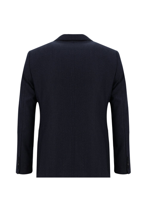 Dark Navy 7 Drop Slim Fit Narrow Cut Double-Breasted Elasticated Waist Drawstring Striped Suit