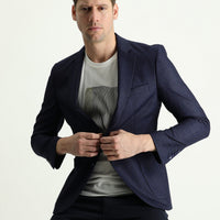 Dark Navy 7 Drop Slim Fit Patterned Jacket