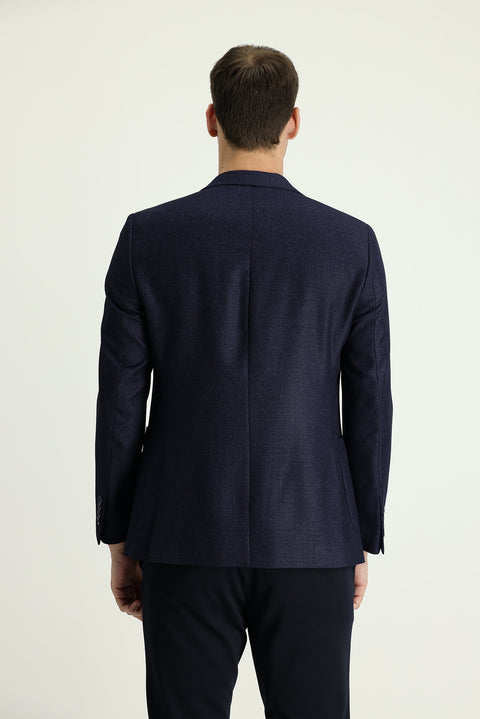Dark Navy 4 Drop Relaxed Fit Patterned Jacket
